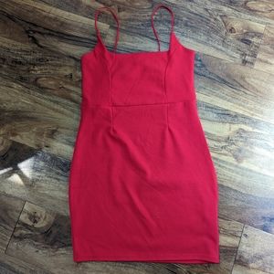 Bright red bodycon dress
